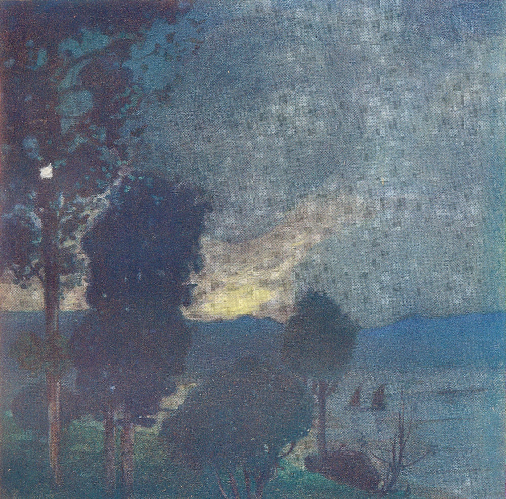 BRAZIL. Evening on the Island of Viana, Rio Harbour 1908 old antique print